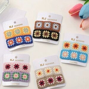 ❤️BOUTIQUE HIPPEE HARVEST GRANNY SQUARE Barrettes❤️